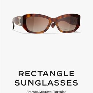 CHANEL Brown Tortoise Rectangle Sunglasses